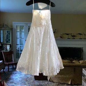 WHBM Silk-Blend Jacquard Strapless Dress